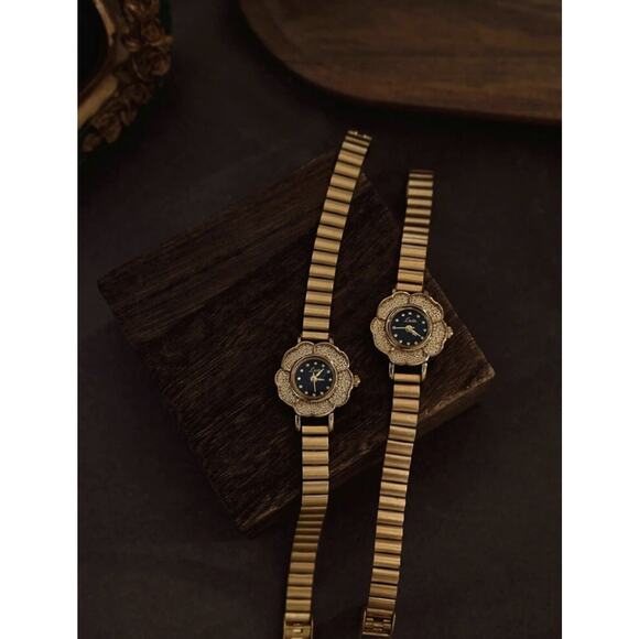 Gold French Vintage Flower Style Unique Dainty Women’s Wrist Watch Cute Gift main image 5